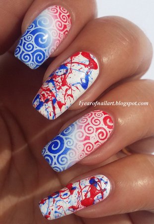 red blue and white nails - Google Search
