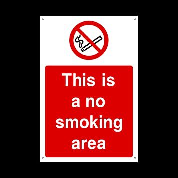 This is a no smoking area Plastic Sign with 4 Pre-Drilled Holes - No Smoking/Building/Premises/Hotel (PS50): Amazon.co.uk: DIY & Tools