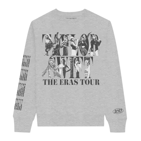Taylor Swift The Eras Tour Gray Crewneck – Taylor Swift Official Store