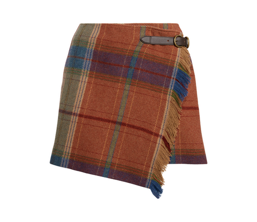 Polo Ralph Lauren Plaid Fringe-and-Leather-Trim Wrap Skirt [edited]