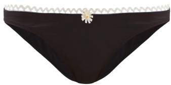 The Eva Daisy Applique Bikini Briefs - Womens - Black