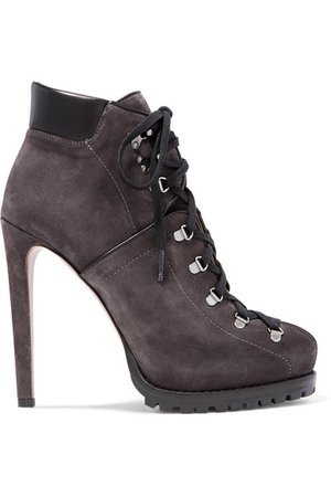 Alaïa | 130 leather-trimmed suede ankle boots | NET-A-PORTER.COM