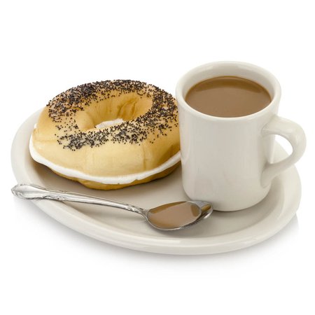 Fake Breakfast Plate - Coffee Mug And Bagel With Cream Cheese