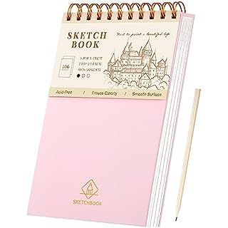 Amazon.com: Top Spiral Sketchbook for Drawing Hardcover 5.5 x 8.5 Small Sketch Book for Women Men Girl 105 Sheets (68lb/100gsm) Premium Paper Sketch Pad, Pink : Arts, Crafts & Sewing
