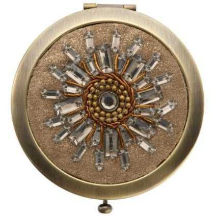 Gold Beaded Compact Mirror