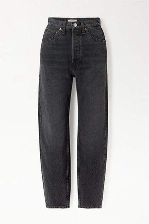 Pixie Levinson Distressed High-rise Tapered Jeans - Black