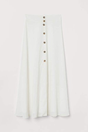 Skirt with Buttons - White