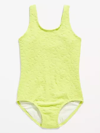 Scoop-Neck Textured Floral One-Piece Swimsuit for Girls | Old Navy