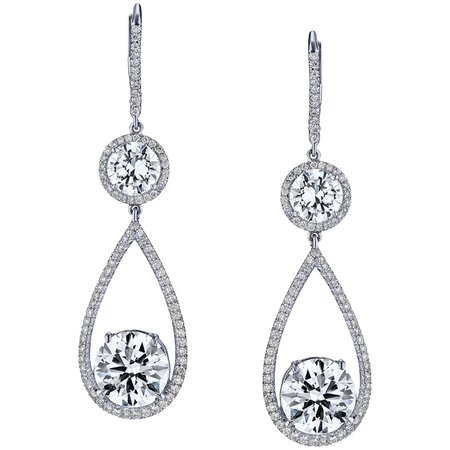 GIA Certified 9.19 Total Carat Weight Diamond Earrings For Sale at 1stDibs