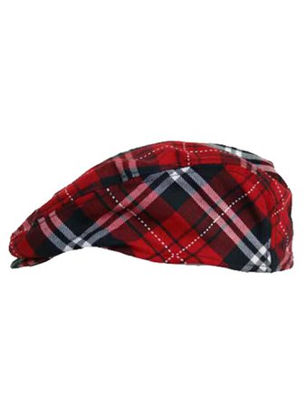 Luxury Divas Red Plaid Snap Front Newsboy Golf Flat Ivy Cap Hat
