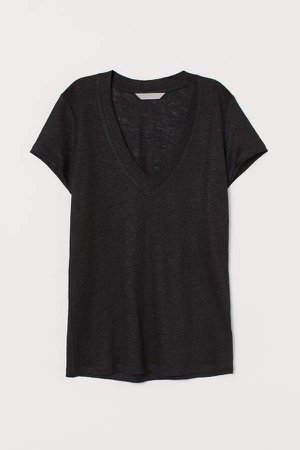 Linen T-shirt - Black