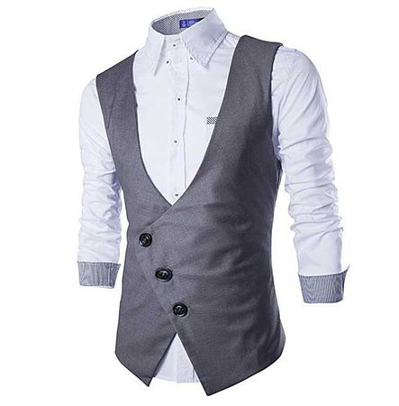 Steampunk Goth Asymmetric Slim Fit Vest Waistcoat Men 148953