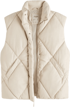 A&F Oversized Vegan Leather Quilted Vest $110
