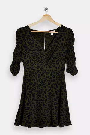 Khaki Ruched Front Mini Dress | Topshop