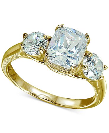Giani Bernini Cubic Zirconia Triple Stone Statement Ring in 18k Gold-Plated Sterling Silver, Created for Macy's - Fashion Jewelry - Jewelry & Watches - Macy's