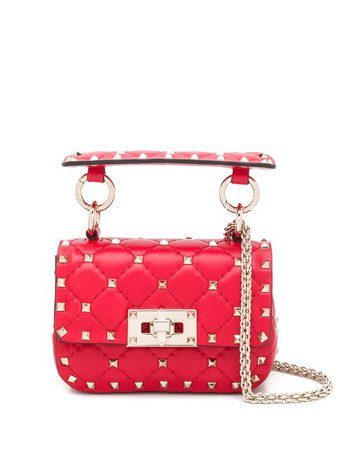 *clipped by @luci-her* Valentino Micro Rockstud Spike Red Calfskin Leather Cross Body Bag - Tradesy
