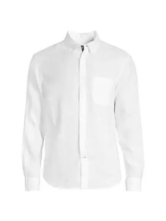 Shop Club Monaco Solid Linen Button-Front Shirt | Saks Fifth Avenue