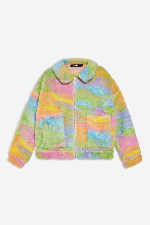 **Rainbow Fleece Jacket by Jaded London | Topshop