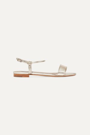 Bungee Metallic Leather Sandals - Gold