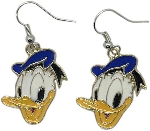 Amazon.com: Donald Cartoon Duck Character Face Charm French Wire Earrings: Clothing, Shoes & Jewelry
