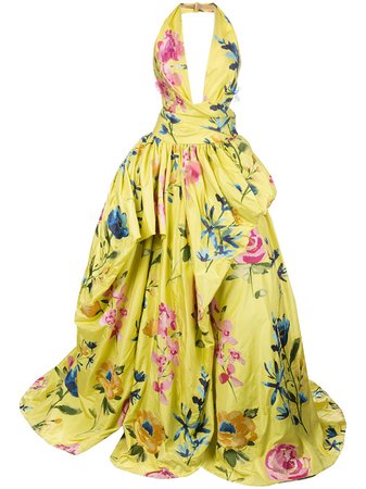 Marchesa Halterneck Floral Gown Ss20 | Farfetch.com
