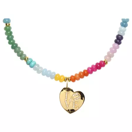 Clarissa Bronfman TUTTI Cotton Candy Love Heart Multi Color Necklace For Sale at 1stDibs