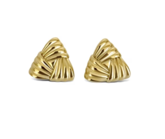 Gold Chunky Triangular Earrings