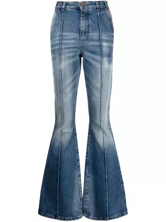 Balmain high-waisted Cotton Flared Jeans - Farfetch