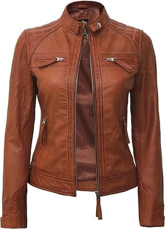Decrum Leather Jackets For Women - Real Lambskin Café Racer Style Causal And Fashionable Women's Leather Jacket at Amazon Women's Coats Shop
