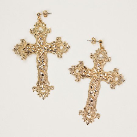 GABRIELLE Baroque Cross Earrings | Rock N Rose