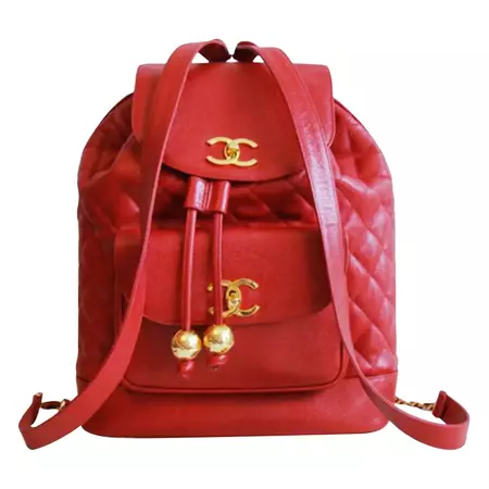 Ultra Rare Chanel 90s Extra Large Jumbo Vintage Red Caviar Leather Backpack For Sale at 1stDibs | red leather backpack, chanel backpack, vintage red backpack