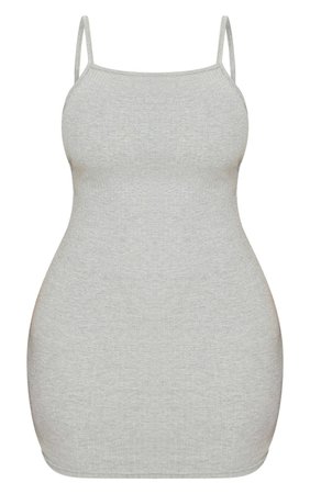 Shape Grey Thick Rib Strap Back Bodycon Dress | PrettyLittleThing USA