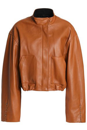 Barbell-embellished leather bomber jacket | 3.1 PHILLIP LIM | Sale up to 70% off | THE OUTNET