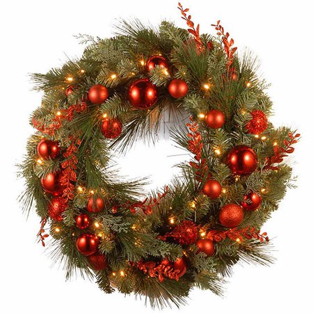 National Tree Co. 24in Red Mixed Ornament Indoor/Outdoor Christmas Wreath