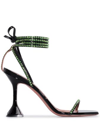 Shop black & green Amina Muaddi Vita 95mm crystal-embellished sandals with Express Delivery - Farfetch