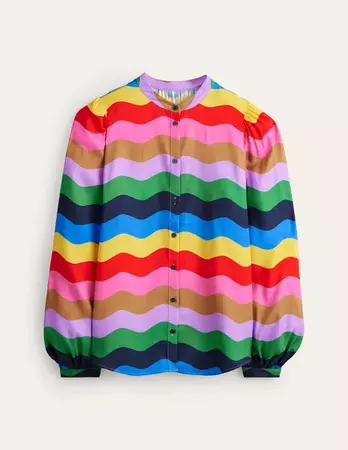 Blouson Sleeve Blouse - Multi, Rainbow Wave | Boden US