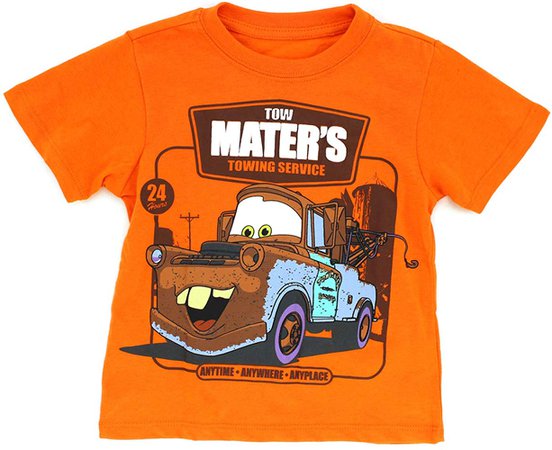 Amazon.com: Disney Cars Toddler Short Sleeve Tee (2T, Orange Tow Mater Towing): Clothing