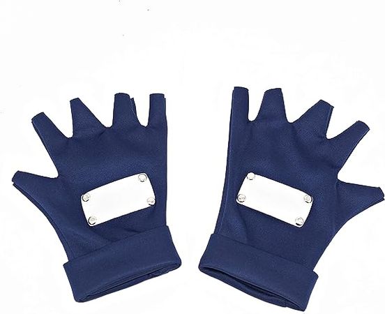 Amazon.com: Anime Cosplay Gloves Half finger for Adults Dark Blue Glove with Metal Sheet : Clothing, Shoes & Jewelry