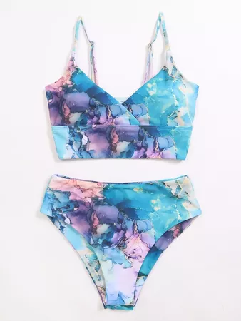 Allover Graphic High Waisted Bikini Swimsuit | SHEIN USA