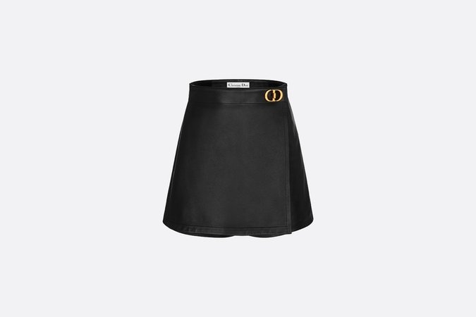 Wrap-Front Shorts with 'CD' Buckle Black Lambskin - products | DIOR
