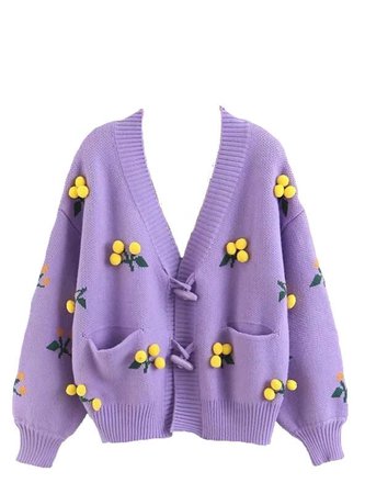 purple and yellow flower sweater