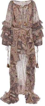 Etro Tiered Paisley Silk Dress Size: 42