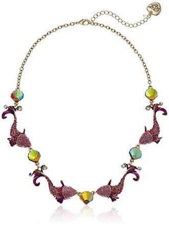 Betsey Johnson "Crabby Couture" Fish Collar Strand Necklace, Pink, One Size: Jewelry