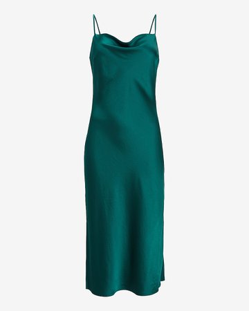 Satin Cowl Neck Midi Slip Dress | Express
