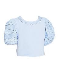 blue bubble sleeve crop top - gucci