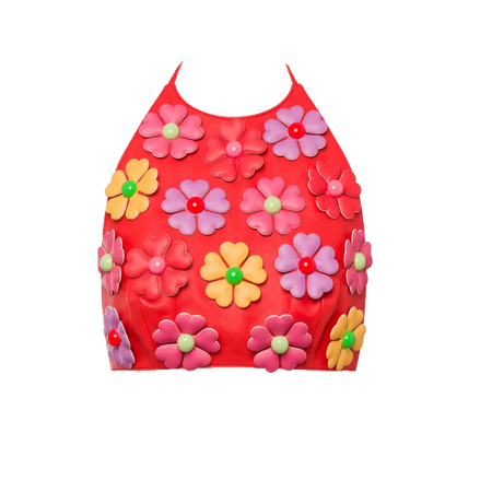Moschino All-over Flowers Nappa Leather Crop Top (Dei5 edit)