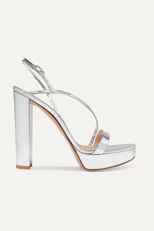 Silver 100 mirrored-leather platform sandals | Gianvito Rossi | NET-A-PORTER
