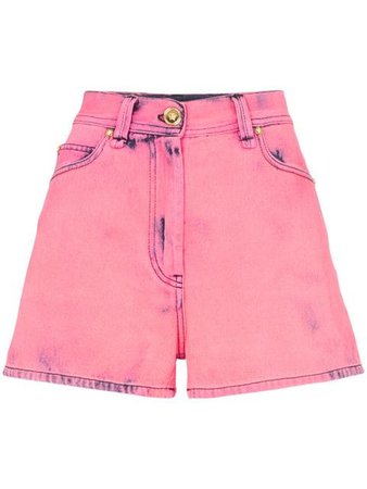 Versace high-waisted acid-wash denim shorts $987 - Buy SS19 Online - Fast Global Delivery, Price
