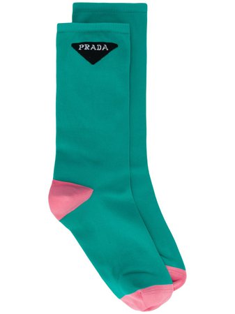 Green Prada logo-jacquard ankle socks 66474S2021XOM - Farfetch