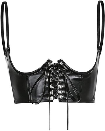 Amazon.com: Women´s Sexy Corset PU Leather Bustier Crop Top Gothic Punk Push Lace Up Women´s Corset Top Bra Black: Clothing, Shoes & Jewelry